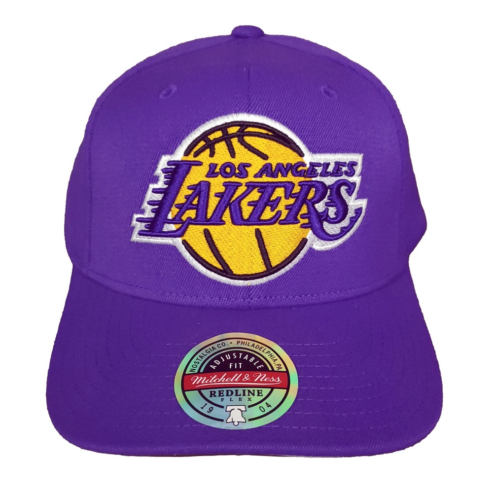 LA Lakers Mitchell & Ness NBA Redline Flex Snapback Hat‎ Cap Purple 3D Logo NWT